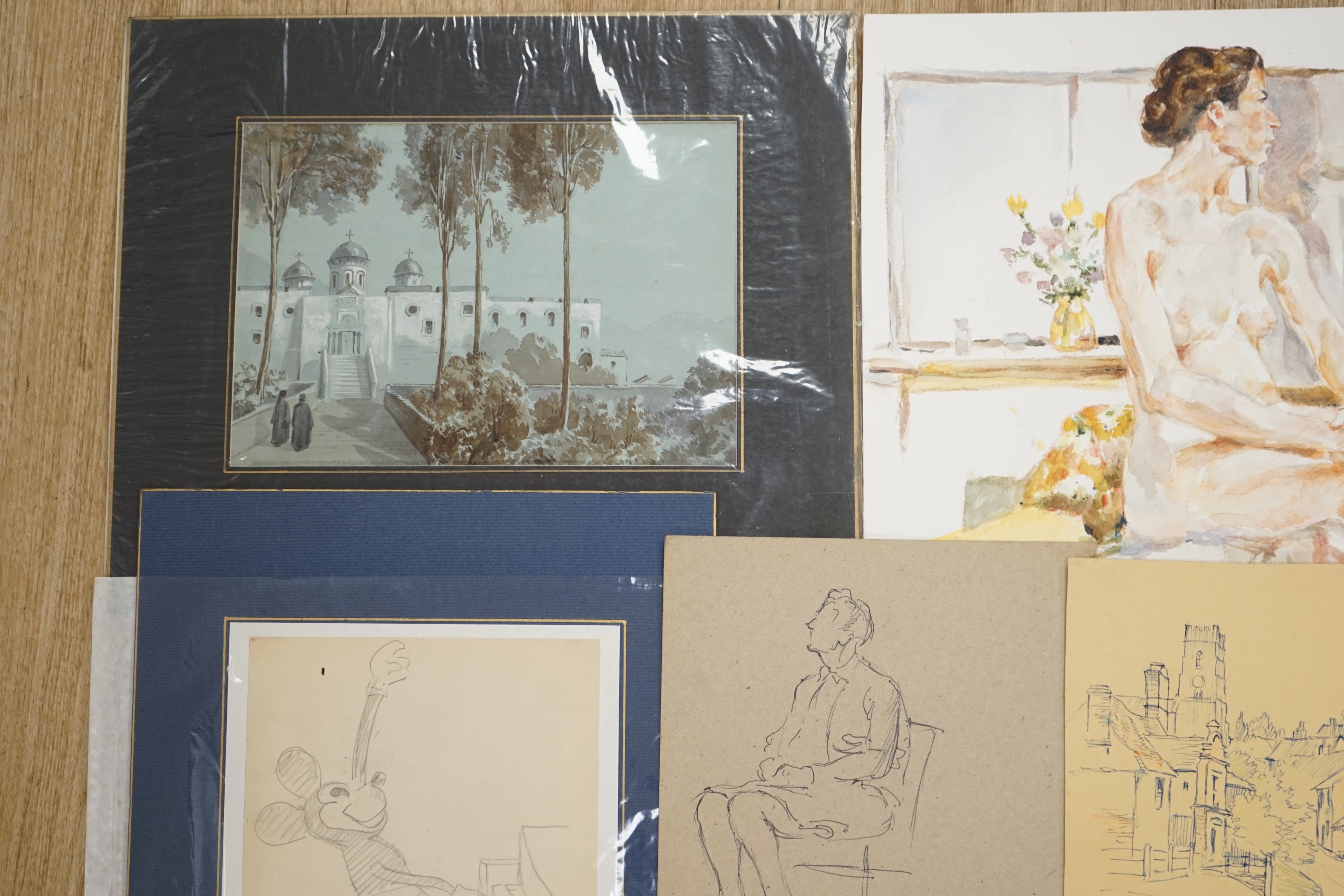 A folio of assorted drawings and watercolours, 18th century and later